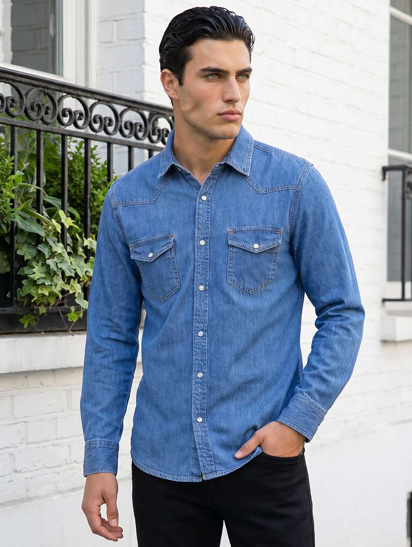 men solid long sleeve regular fit casual shirt
