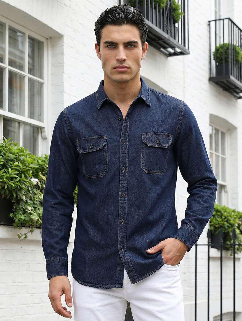 men solid long sleeve regular fit casual shirt