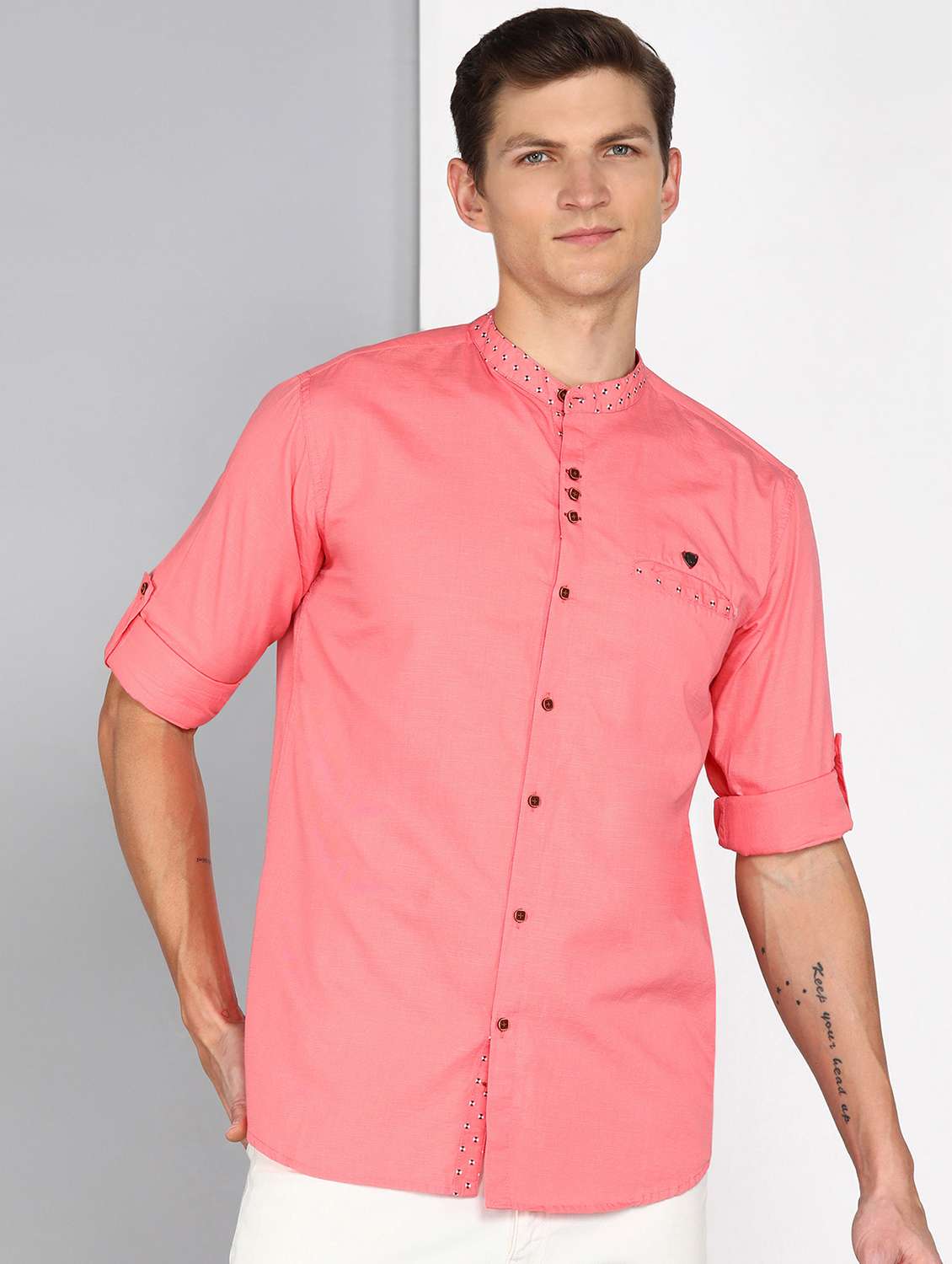 men solid long sleeve regular fit casual shirt