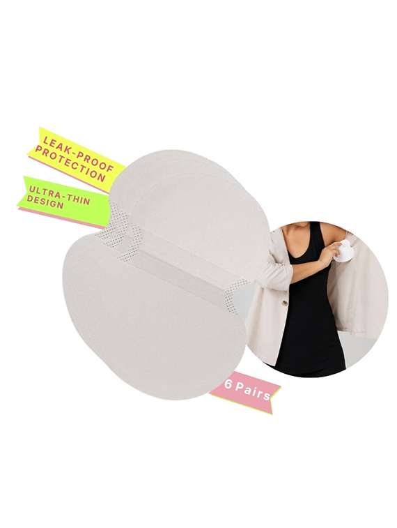 white pack of 6 stick-on polyester sweat pads  - 22543955 -  Standard Image - 1