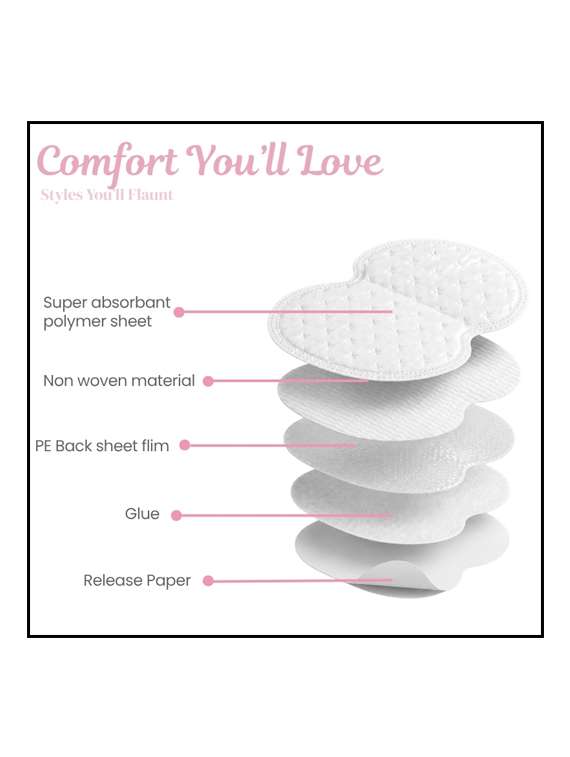 white pack of 6 stick-on polyester sweat pads  - 22543955 -  Standard Image - 6
