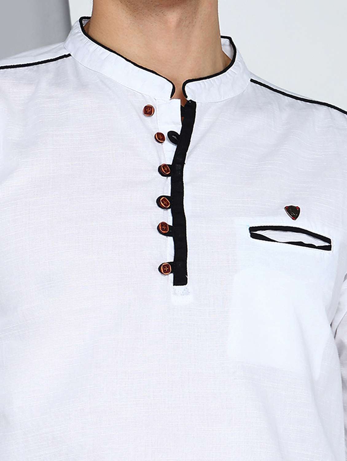 men solid mandarin neck short kurta - 22543962 -  Standard Image - 1