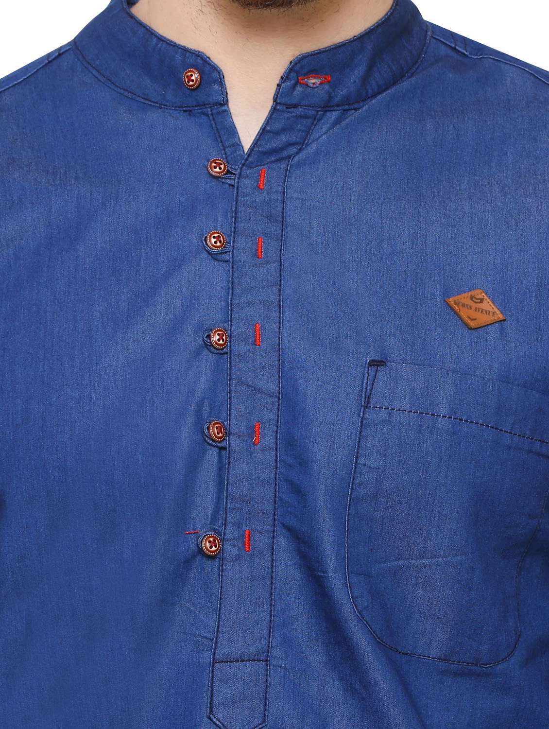 men solid mandarin neck long kurta - 22543963 -  Standard Image - 1