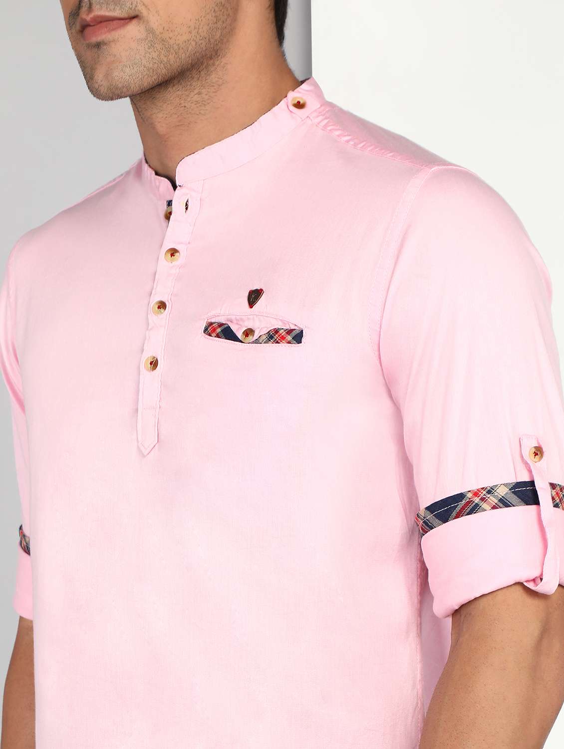 men solid mandarin neck short kurta - 22543965 -  Standard Image - 1