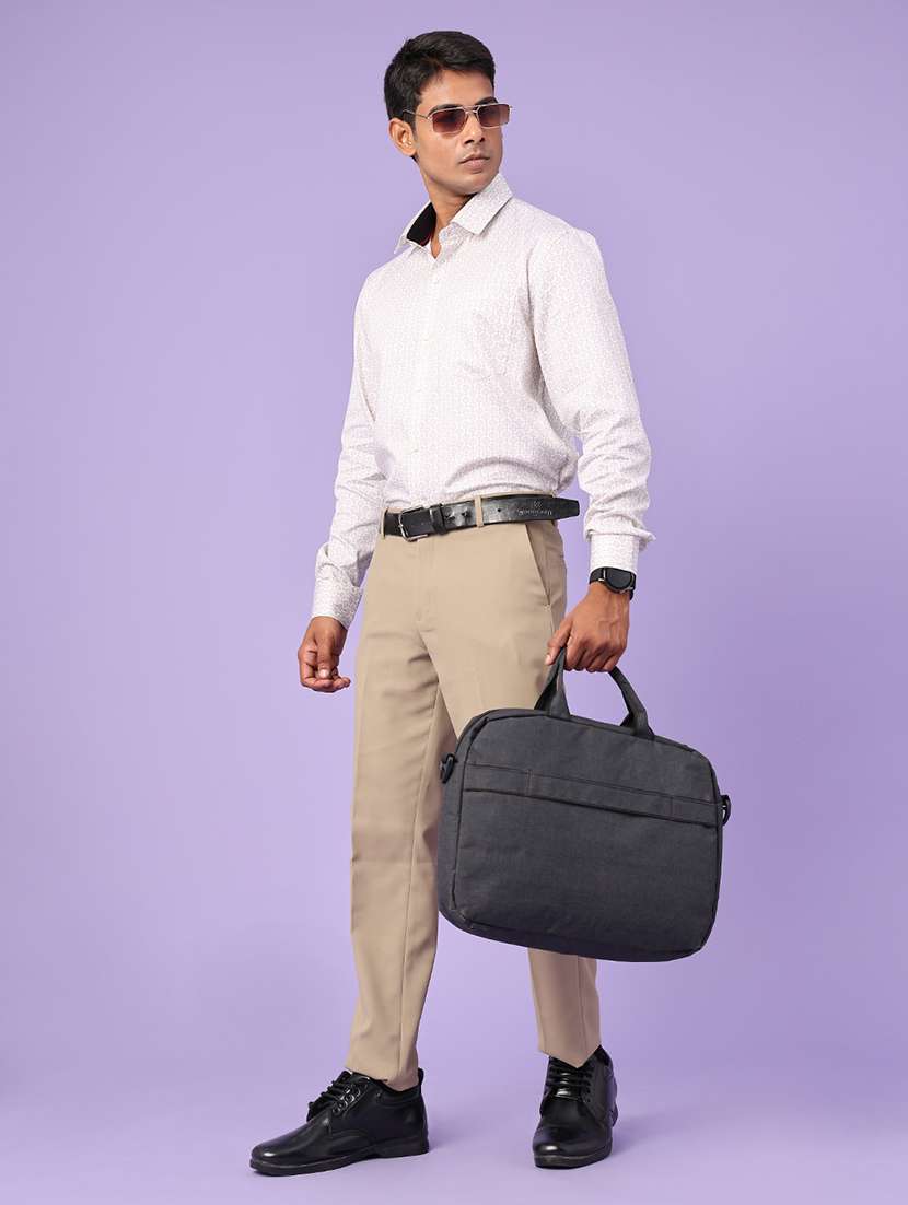 men solid mid rise flat formal trouser - 22543985 -  Standard Image - 4