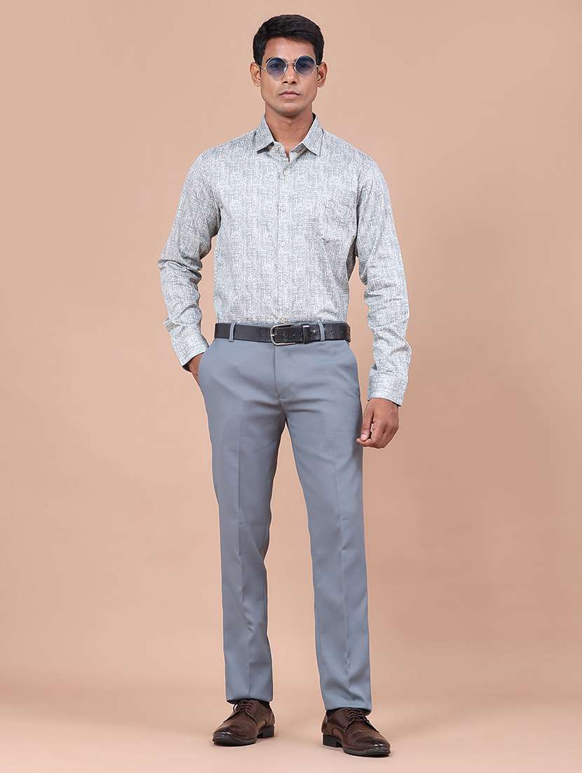 men solid mid rise flat formal trouser - 22543986 -  Standard Image - 4