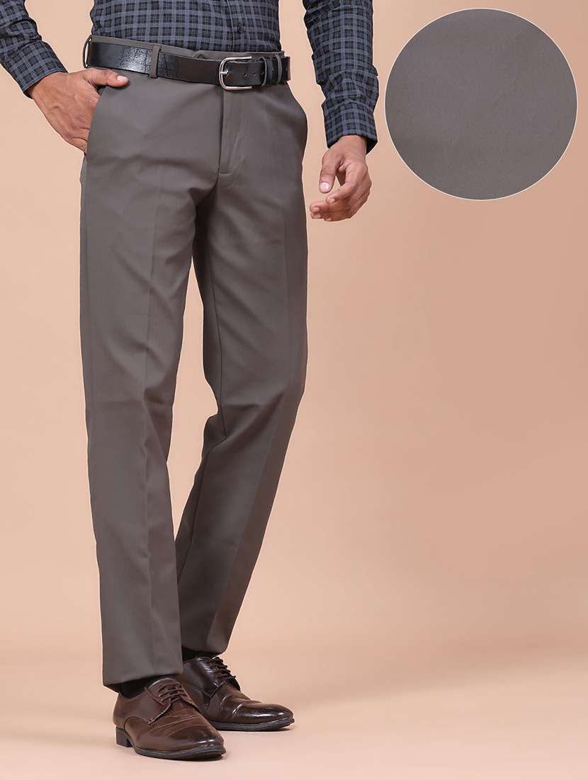 men solid mid rise flat formal trouser - 22544424 -  Standard Image - 1
