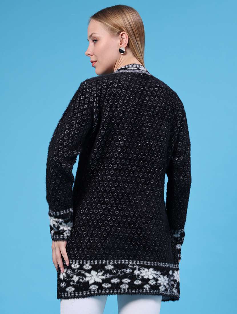 Women Self Design Long Sleeves Cardigan - 22546073 -  Standard Image - 4