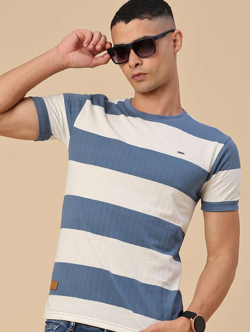 men striped short sleeve slim fit t-shirt