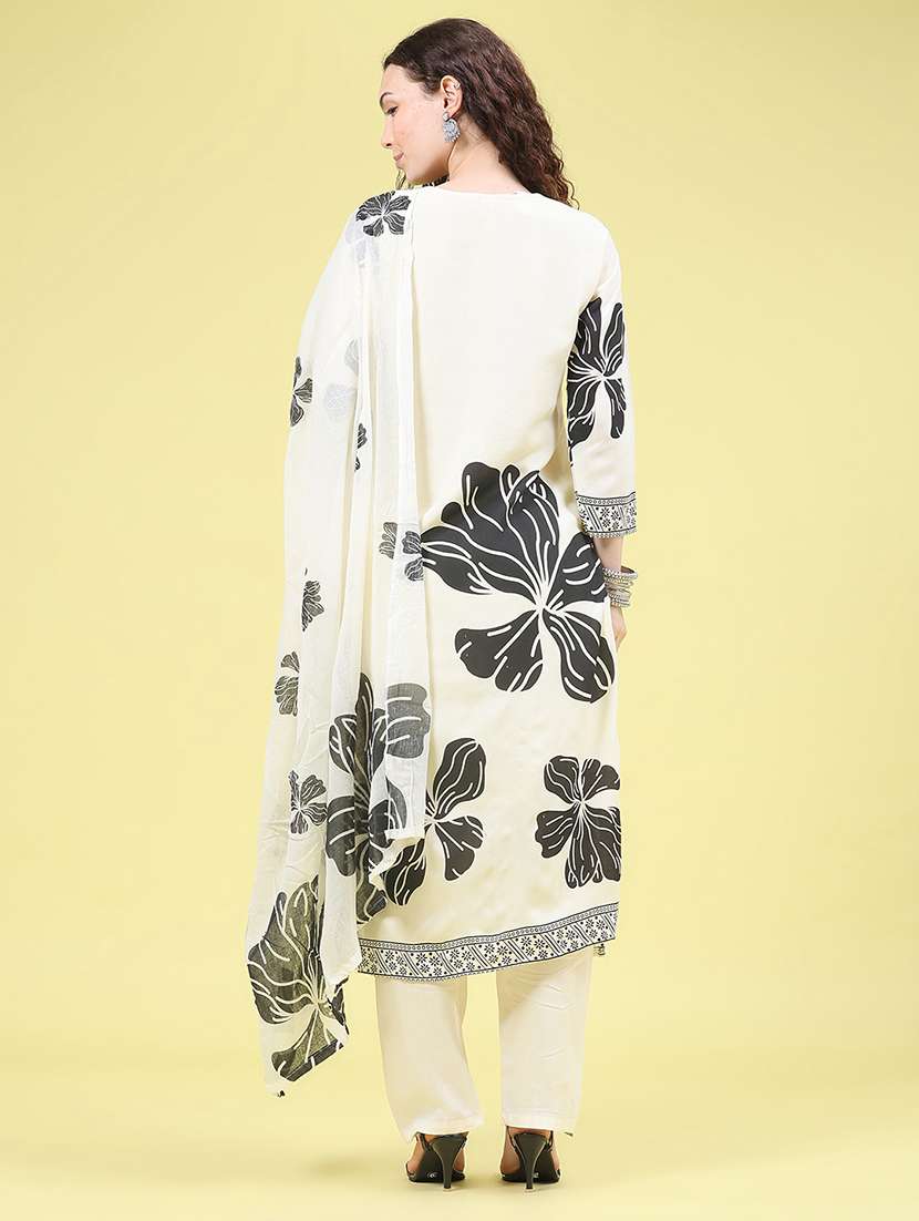Women Printed Three Quarter Sleeves Kurta Pant Set With Dupatta - 22546264 -  Standard Image - 4