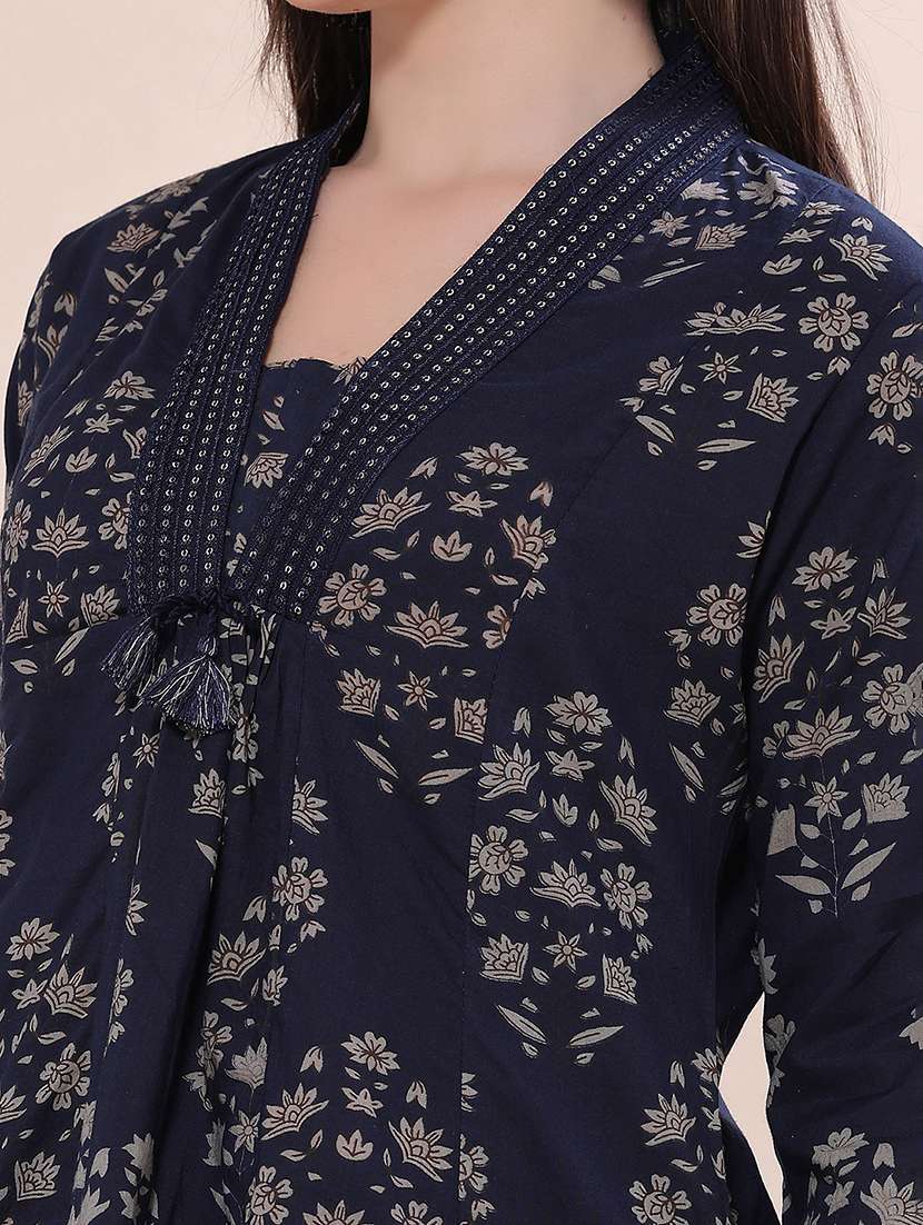 Women Printed Three Quarter Sleeves Kurta Pant With Dupatta Set - 22546277 -  Standard Image - 1