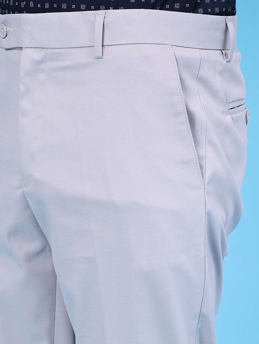 Men Solid Mid Rise Flat Front Formal Trouser - 22546287 -  Standard Image - 1