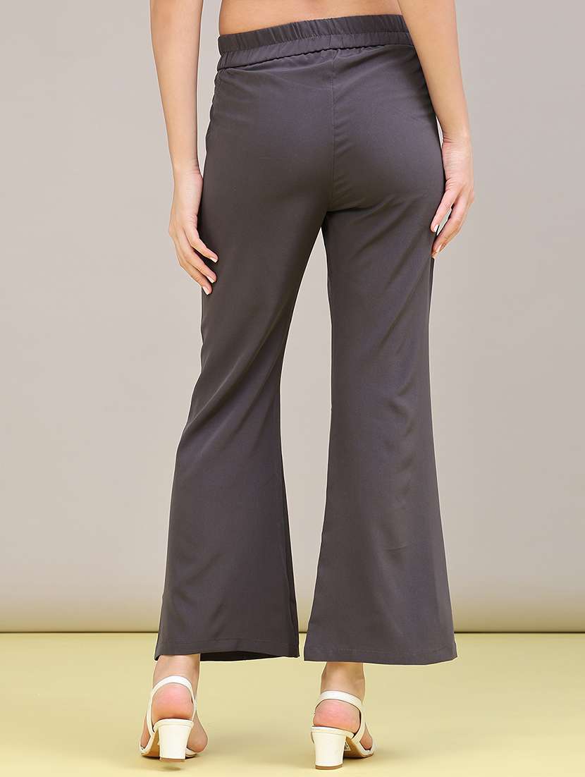 Women Solid Mid Rise Bootcut Trouser - 22546341 -  Standard Image - 4
