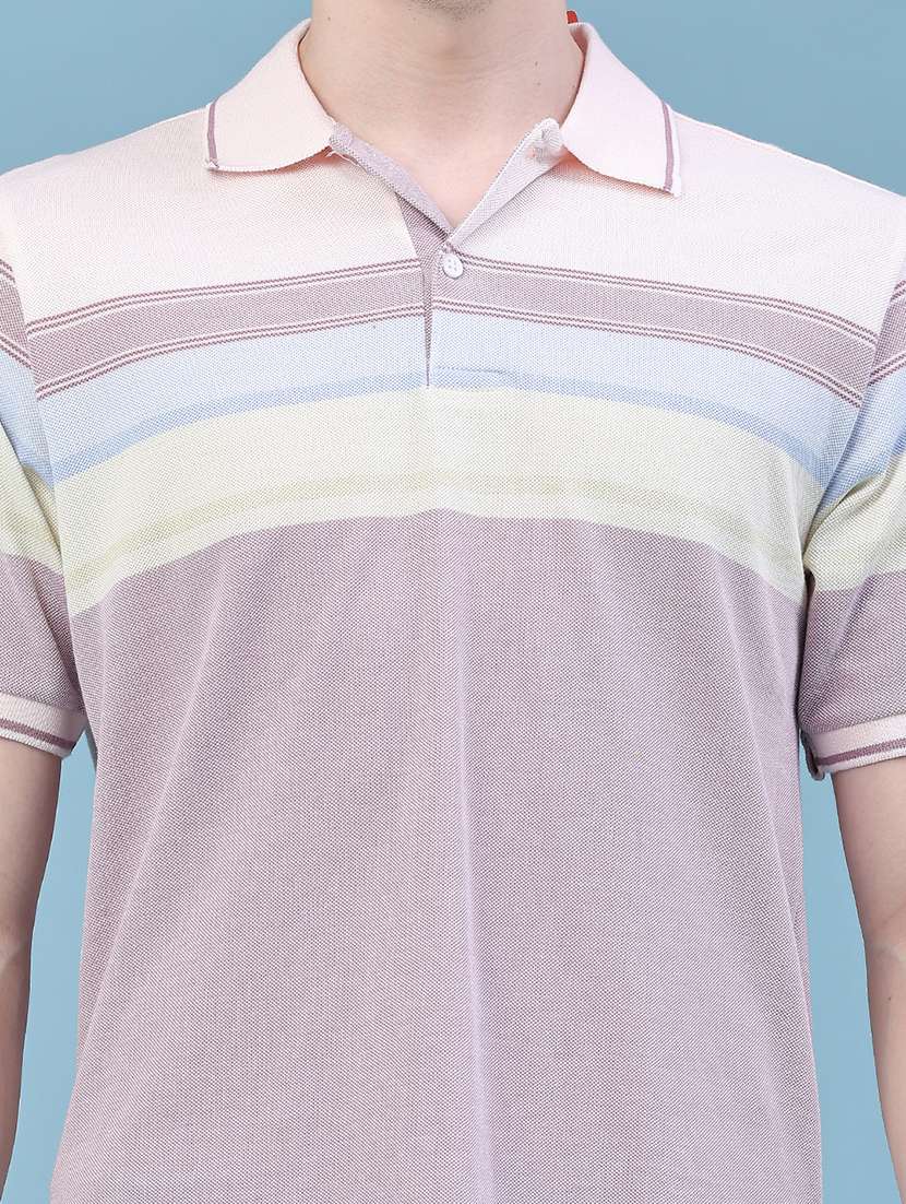Men Striped Short Sleeve Regular Fit Polo T-shirt - 22546494 -  Standard Image - 1