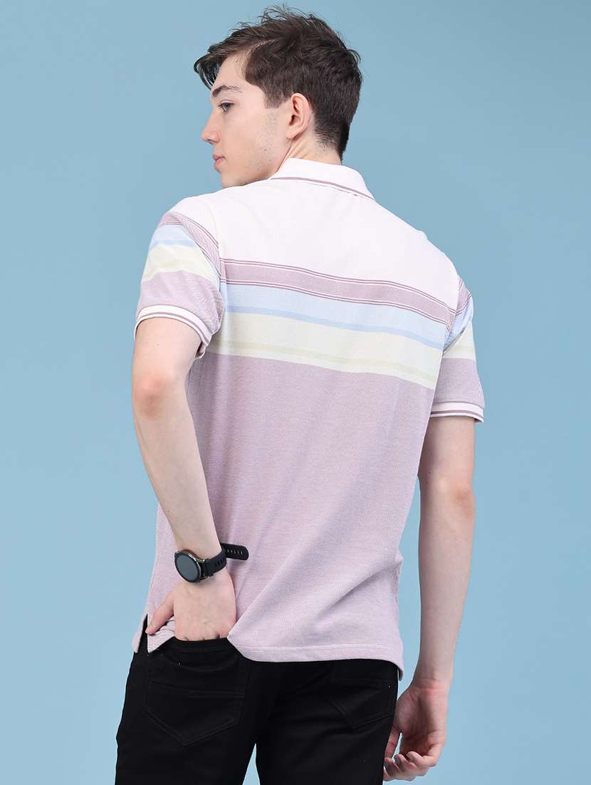 Men Striped Short Sleeve Regular Fit Polo T-shirt - 22546494 -  Standard Image - 4