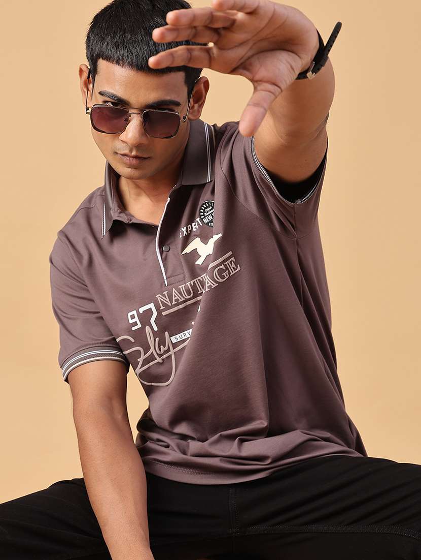 men printed short sleeves polo t-shirt