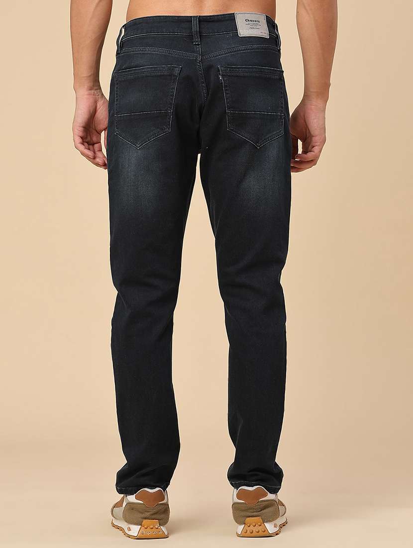 Men Washed Mid Rise Full Length Tapered Jeans - 22546765 -  Standard Image - 4