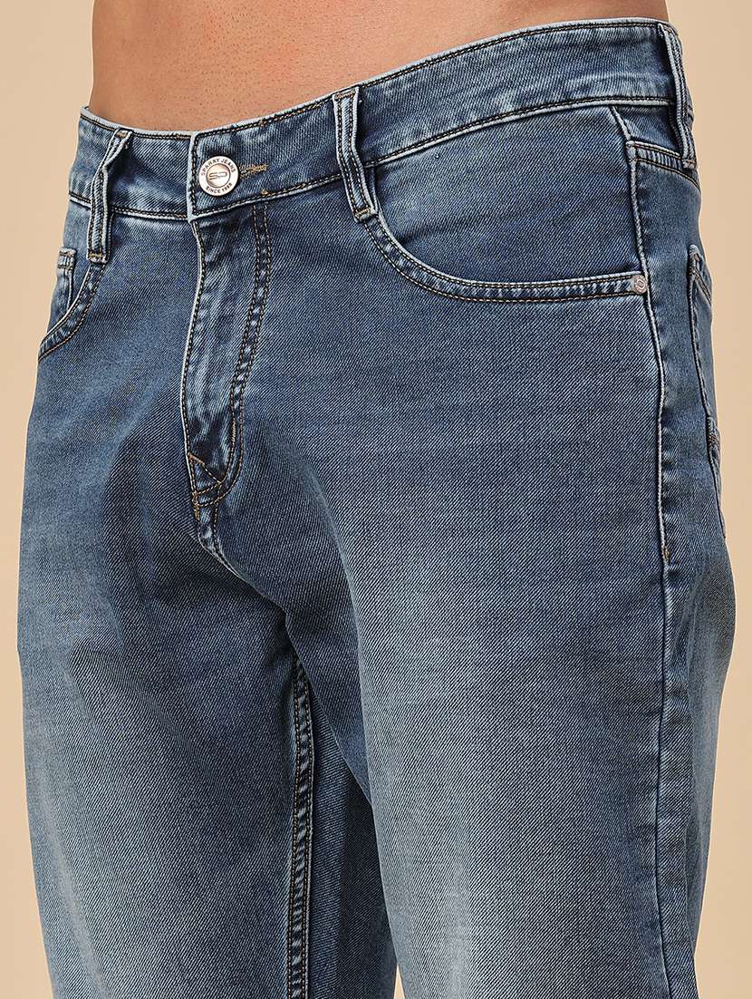 Men Washed Mid Rise Full Length Tapered Jeans - 22546778 -  Standard Image - 1