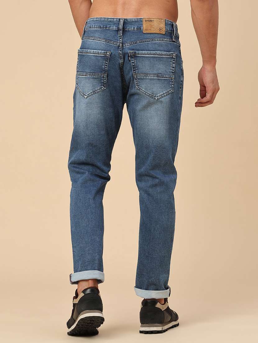 Men Washed Mid Rise Full Length Tapered Jeans - 22546778 -  Standard Image - 4