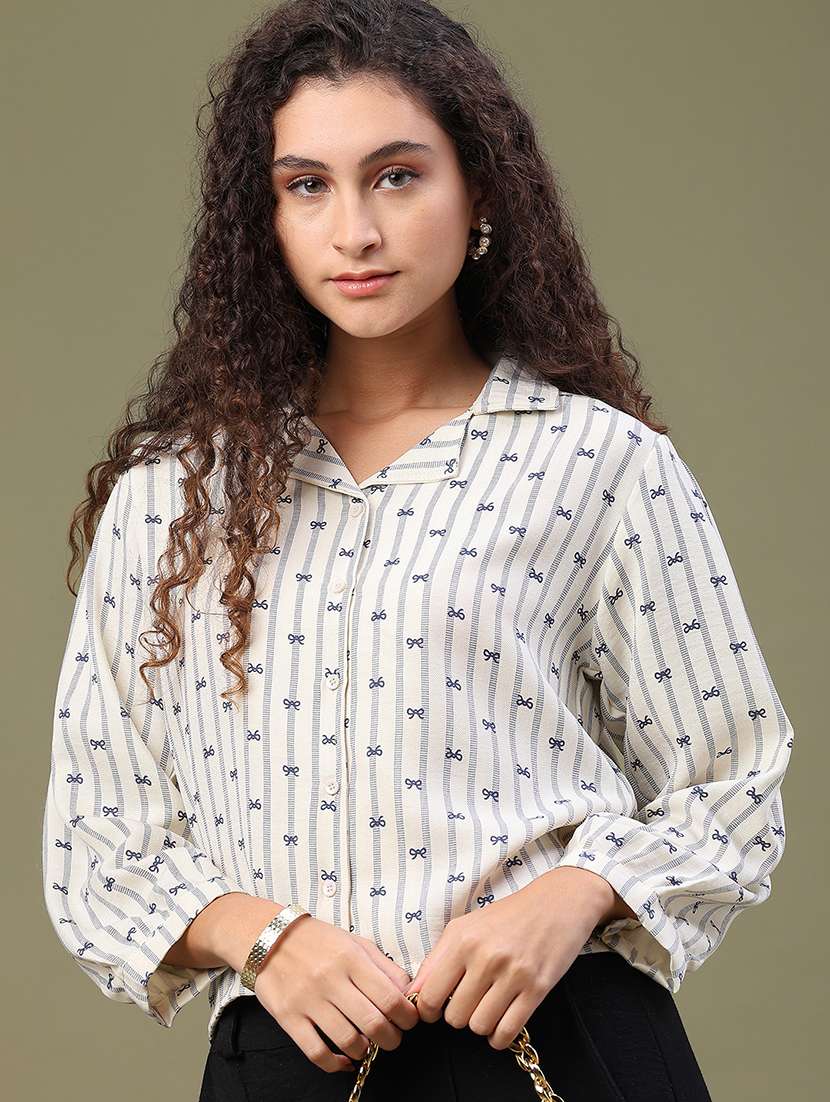 women printed long sleeves regular shirt