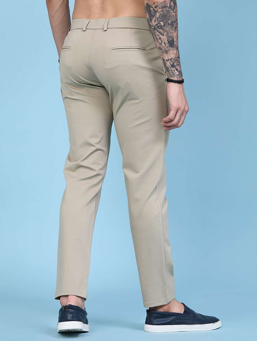Men Solid Mid Rise Chinos Casual Trouser - 22547120 -  Standard Image - 4