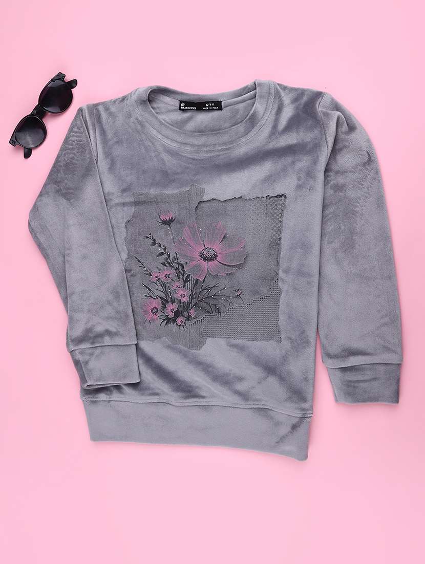 Girls Printed Long Sleeves Regular Fit Sweatshirt - 22547163 -  Standard Image - 1