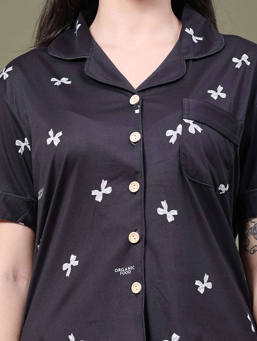 women printed short sleeves nightwear set - 22547186 -  Standard Image - 4
