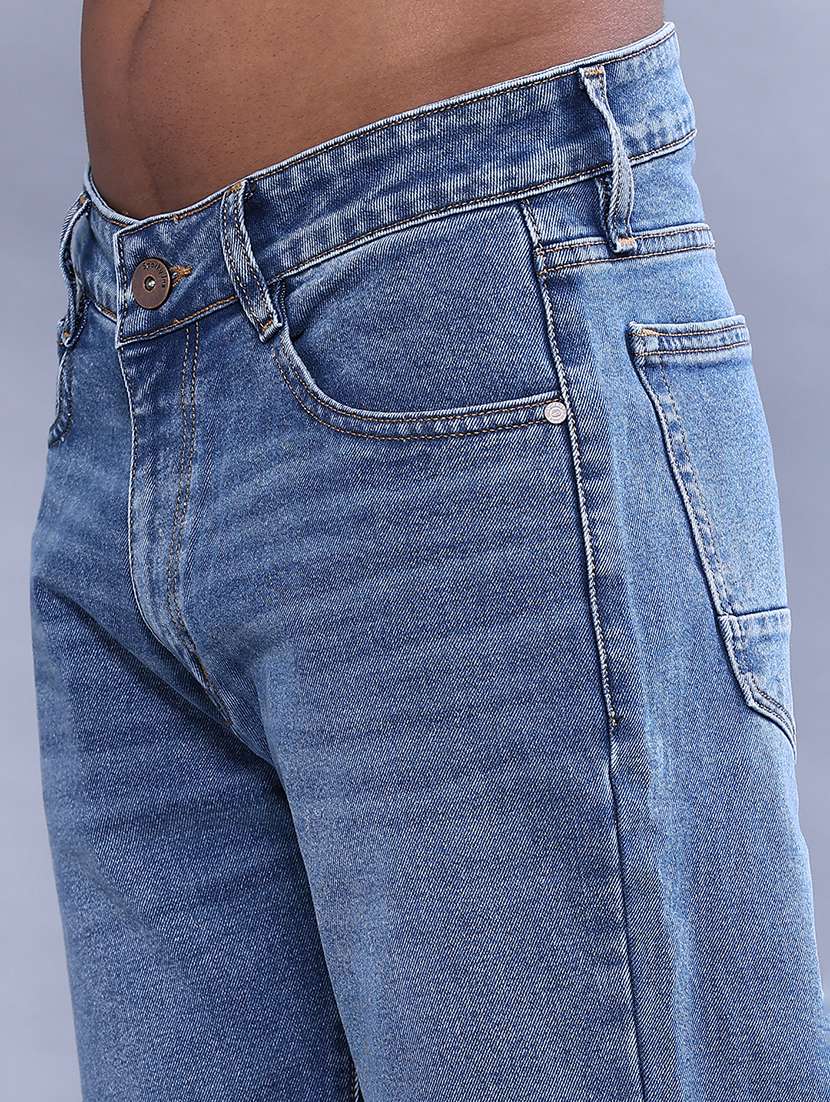 Men Washed Mid Rise Full Length Straight Jeans - 22547496 -  Standard Image - 1
