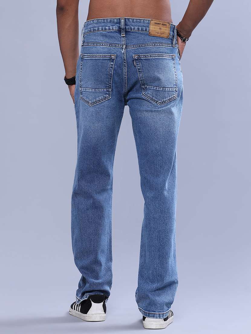 Men Washed Mid Rise Full Length Straight Jeans - 22547496 -  Standard Image - 4