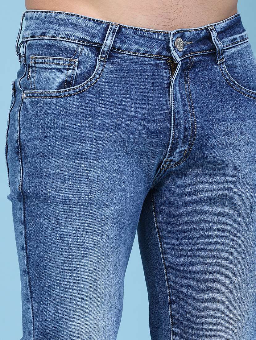 men washed mid rise full length straight jeans - 22547513 -  Standard Image - 1