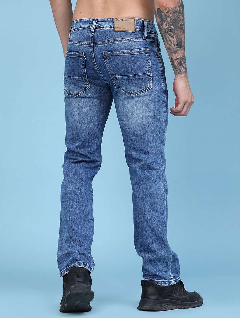 men washed mid rise full length straight jeans - 22547513 -  Standard Image - 4