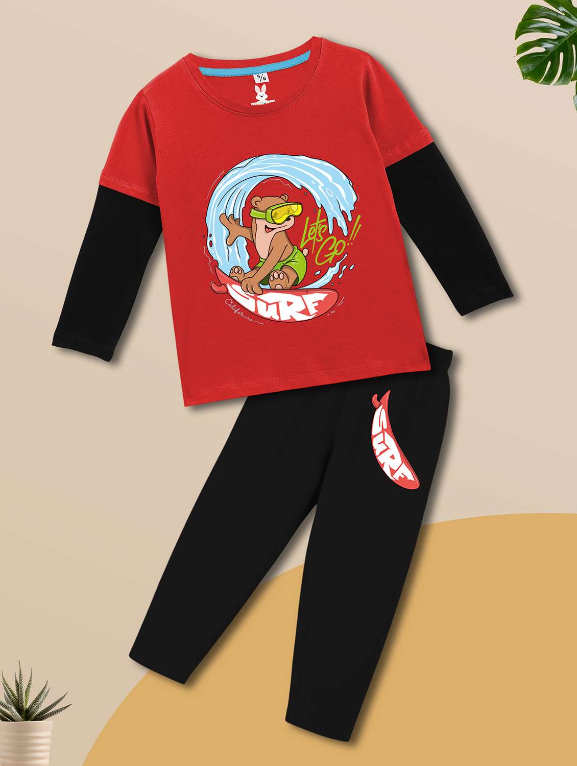 boys printed long sleeves nightwear set