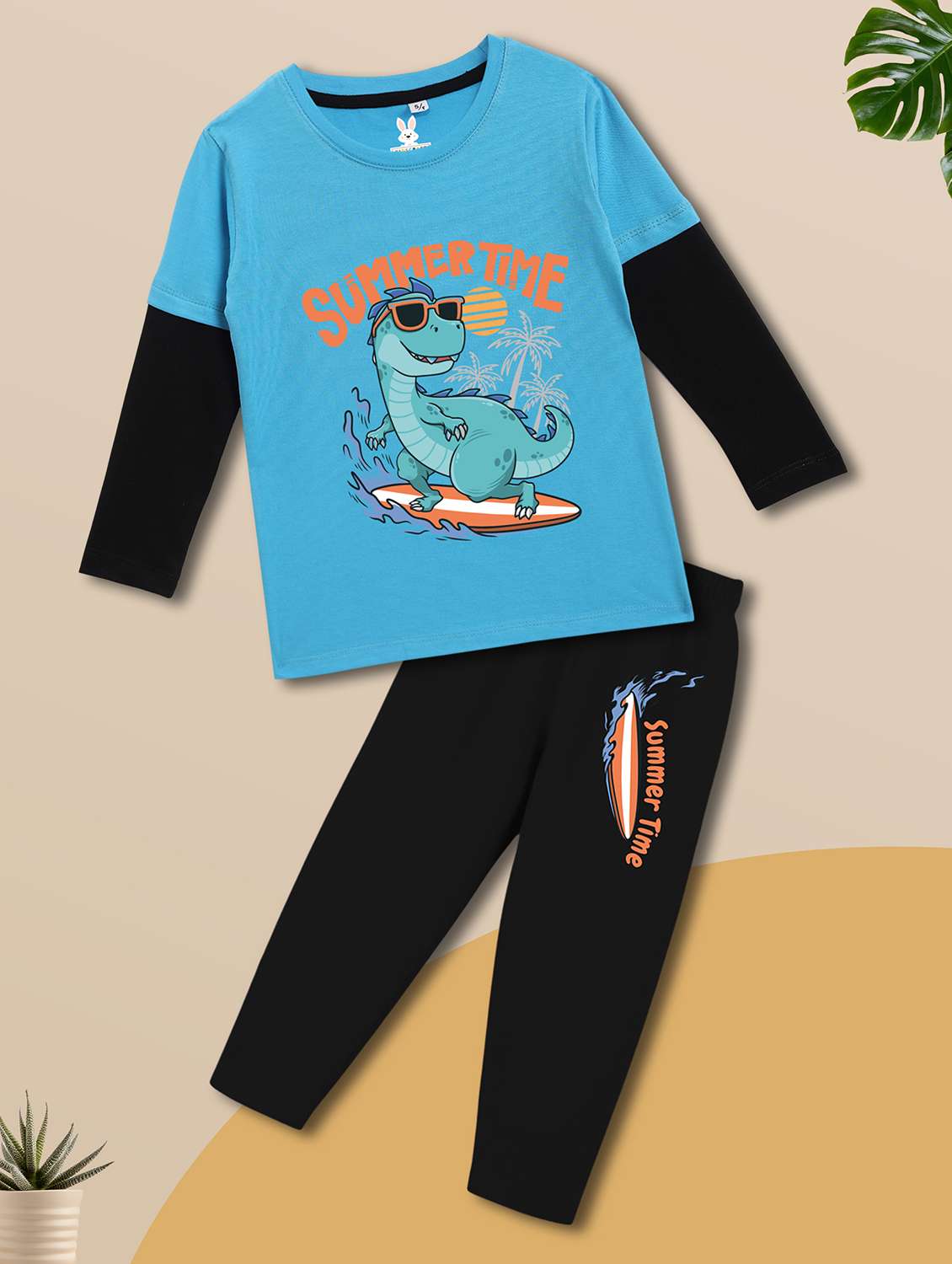 boys printed long sleeves nightwear set