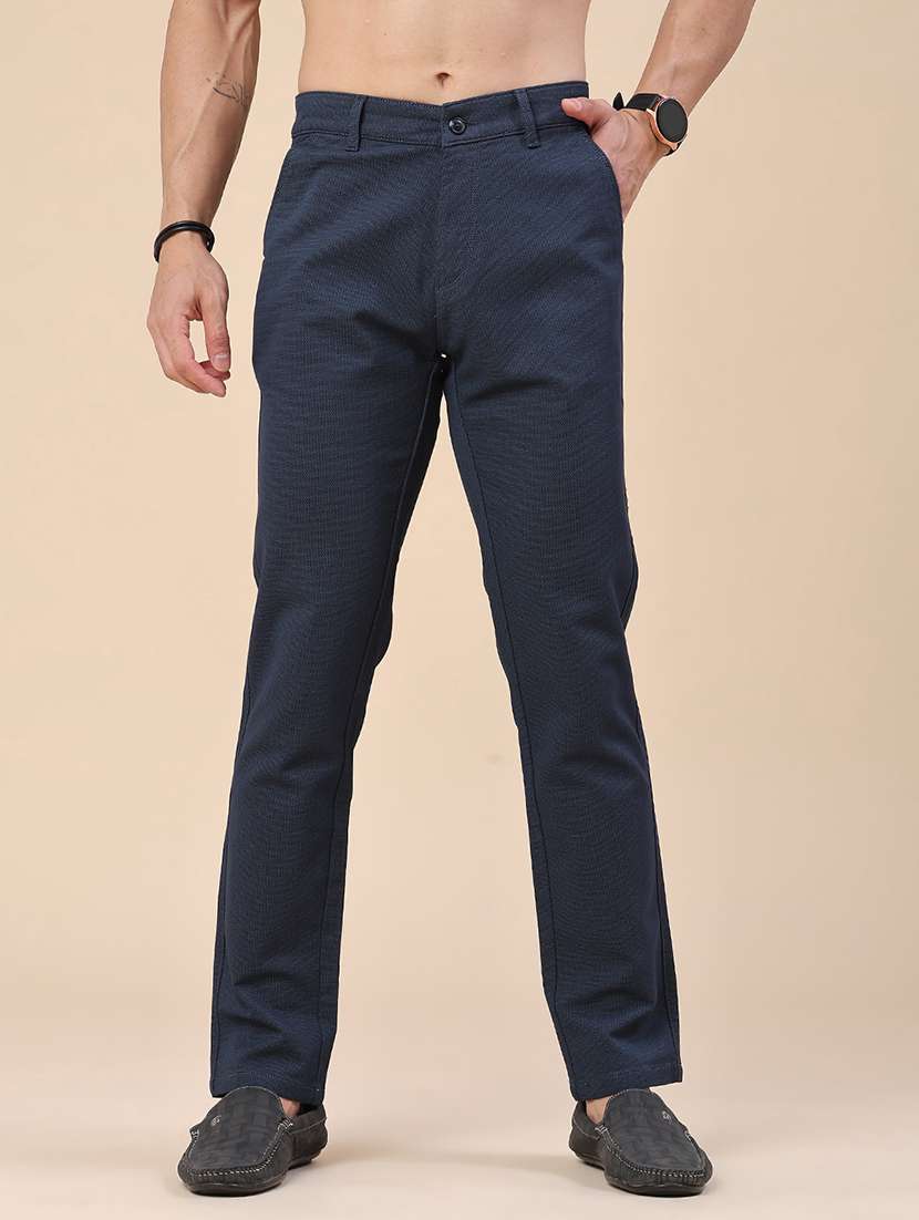 men solid mid rise casual chinos