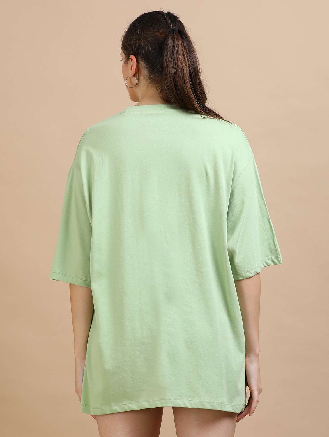 women solid short sleeves oversized t-shirt - 22547932 -  Standard Image - 4