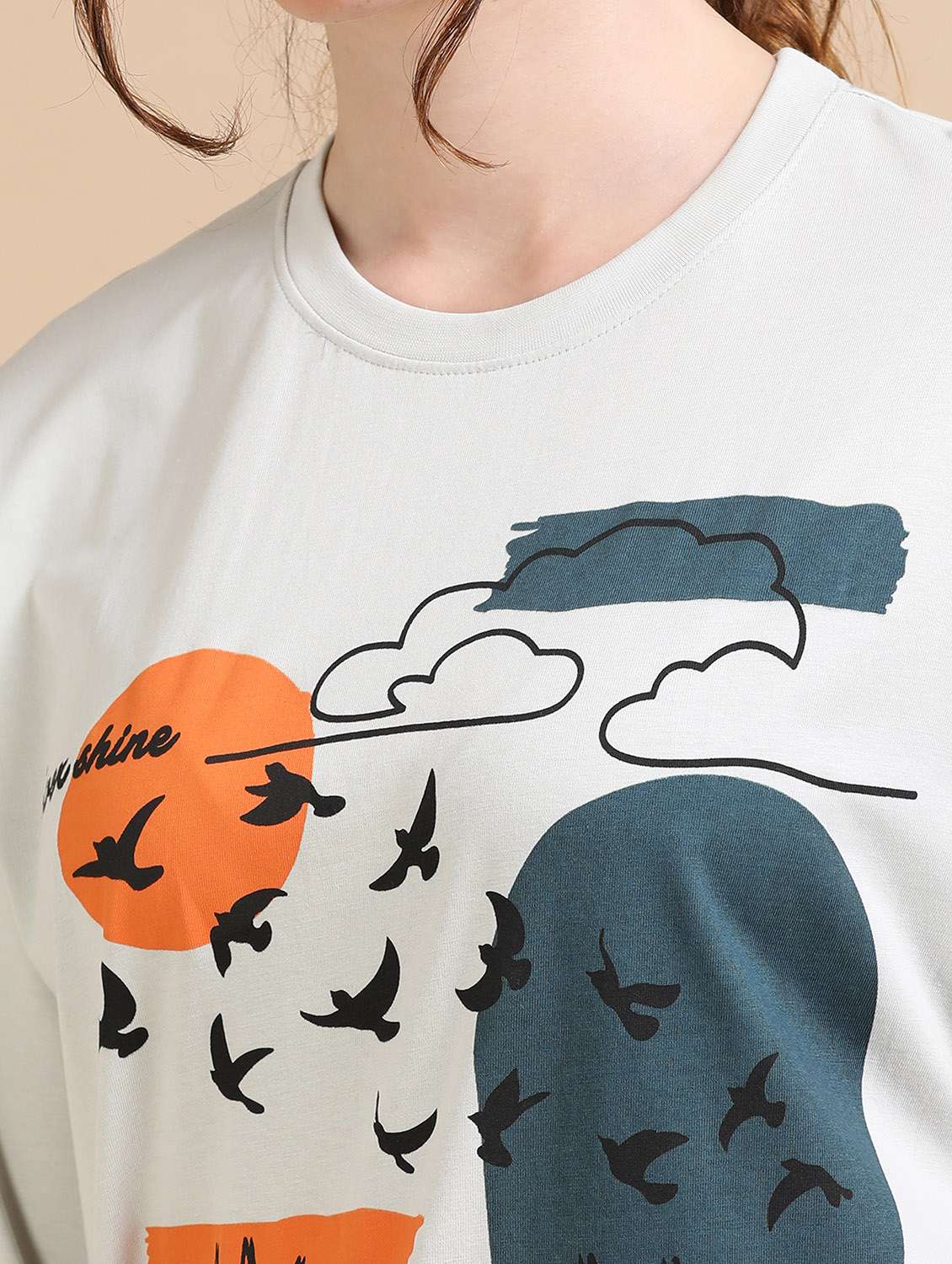 women printed short sleeves oversized t-shirt - 22547948 -  Standard Image - 1