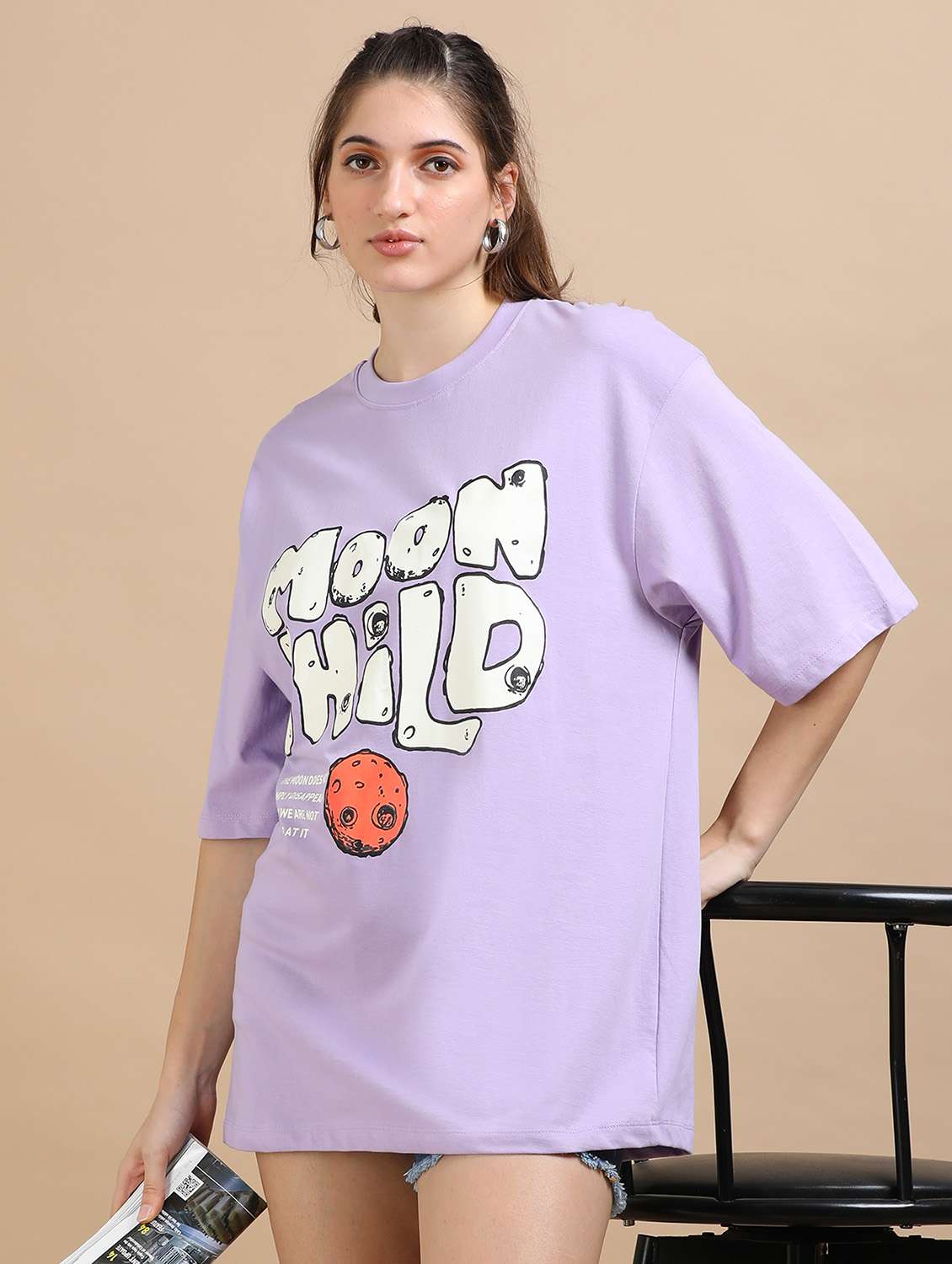 women printed short sleeves oversized t-shirt