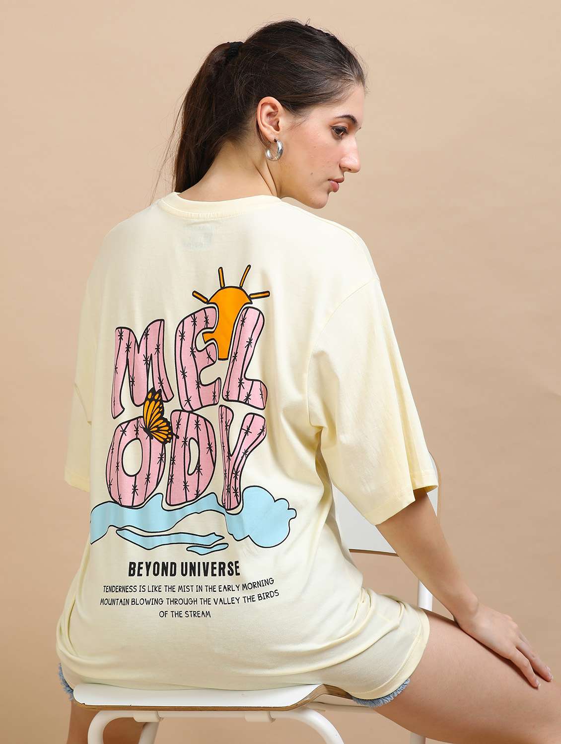 women printed short sleeves oversized t-shirt