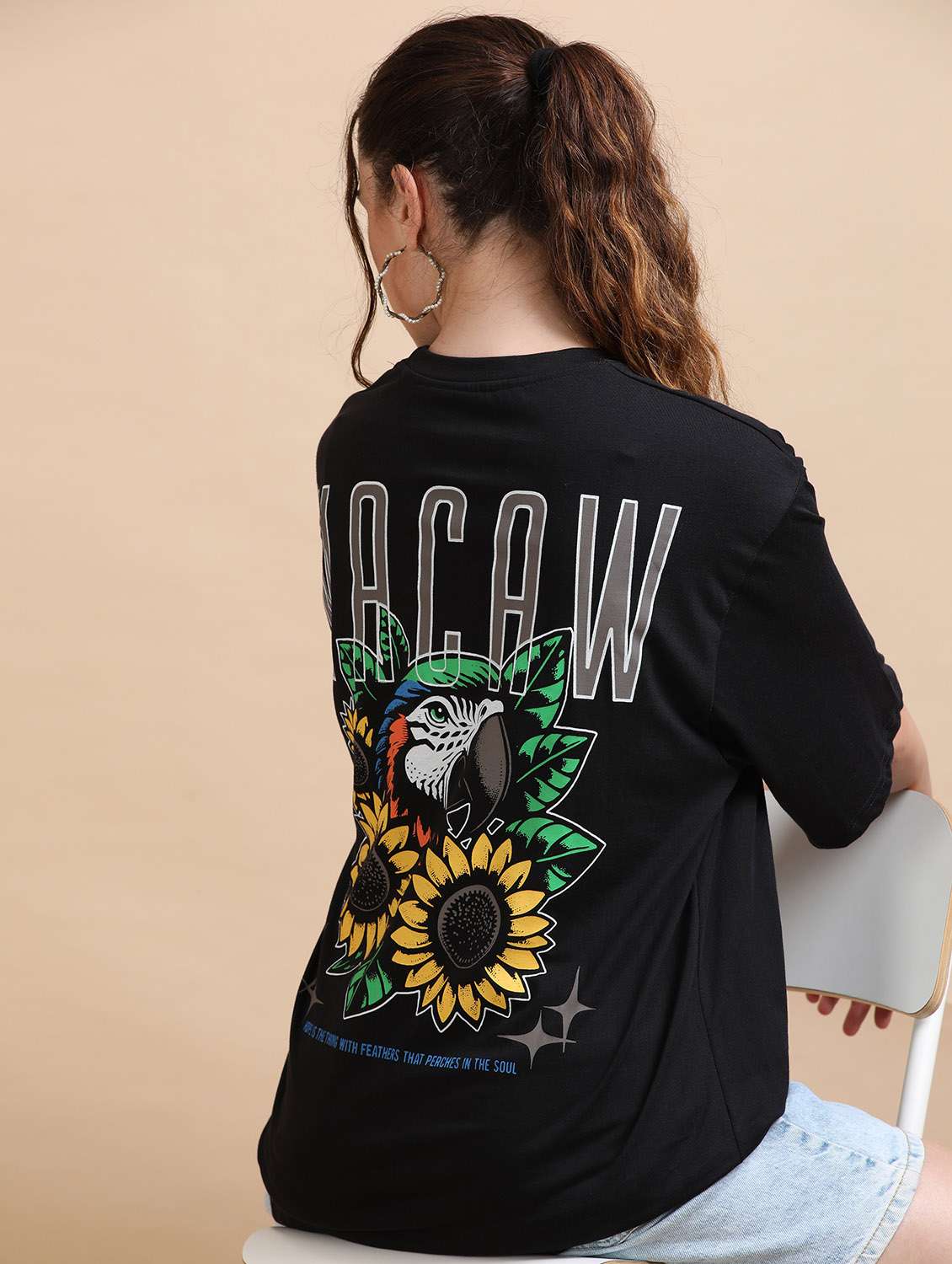 women printed short sleeves oversized t-shirt