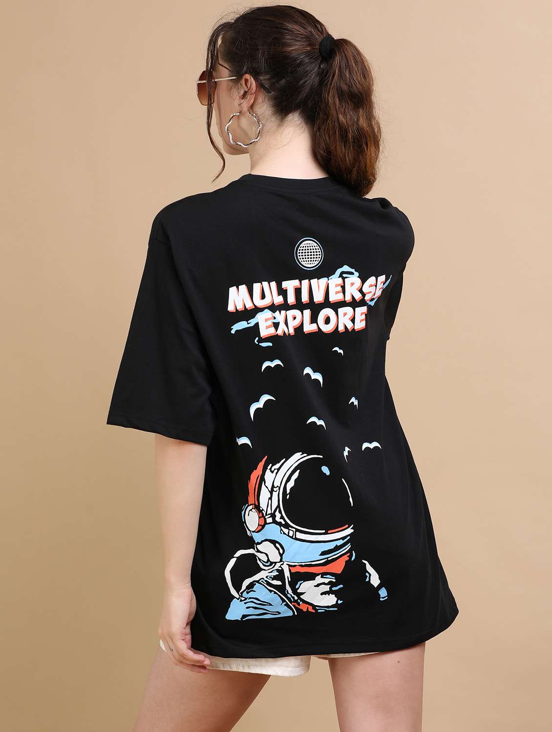 women printed short sleeves oversized t-shirt