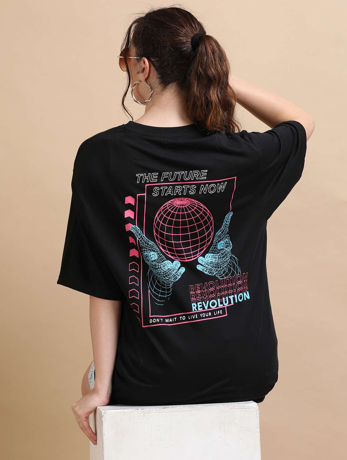 women printed short sleeves oversized t-shirt