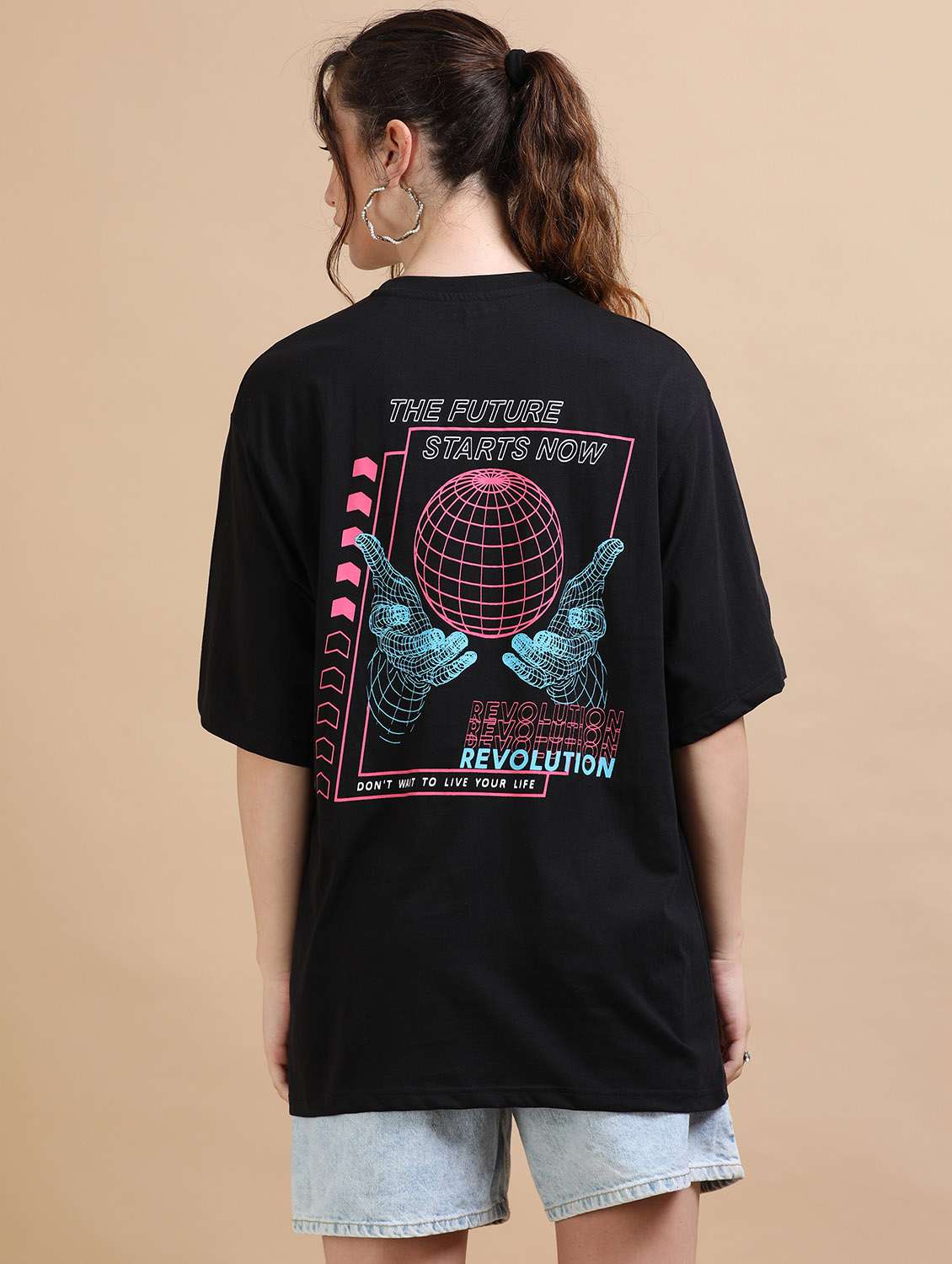 women printed short sleeves oversized t-shirt - 22547989 -  Standard Image - 4