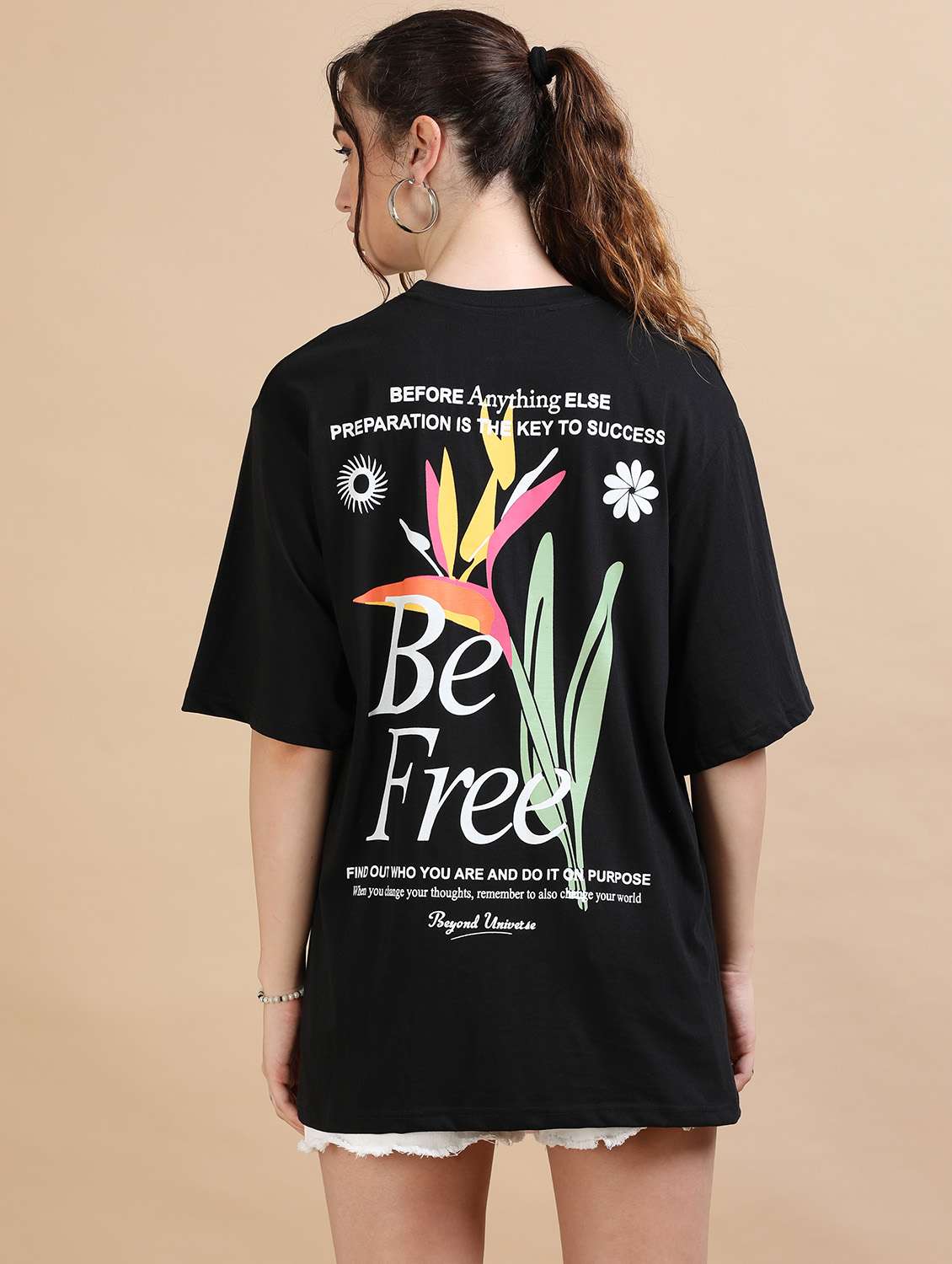 women printed short sleeves oversized t-shirt