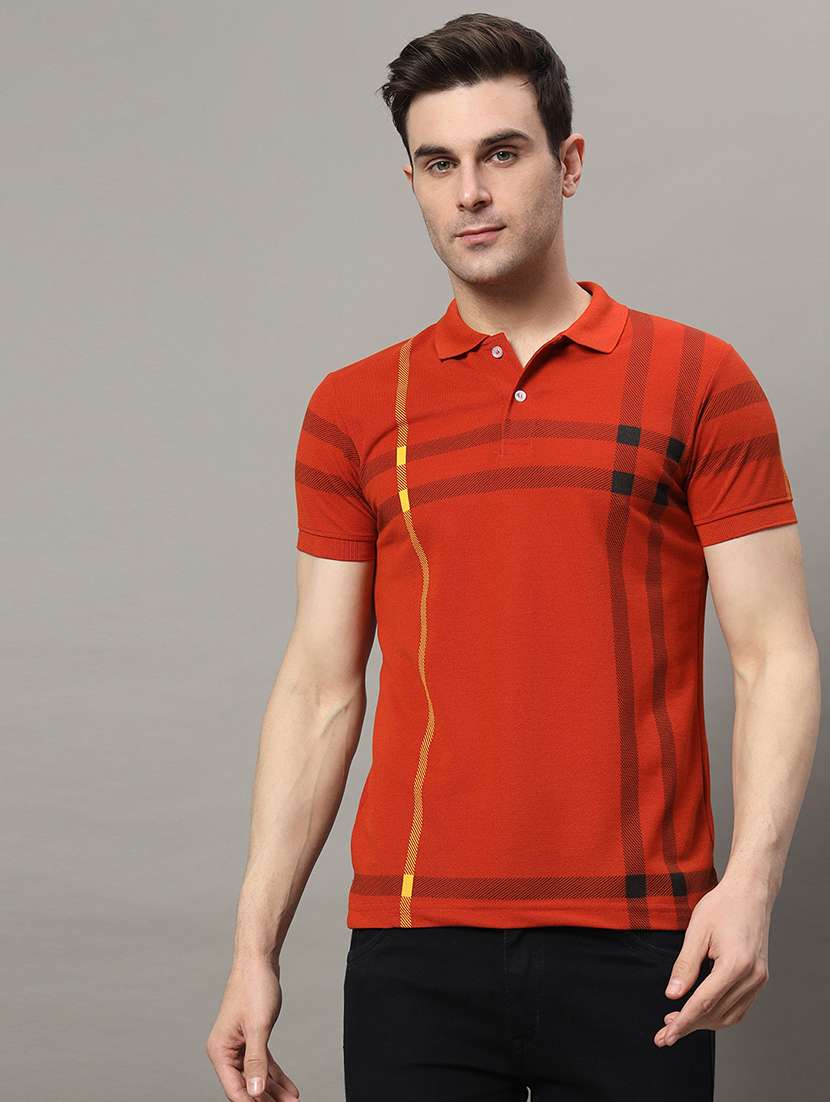 men printed short sleeves polo t-shirt