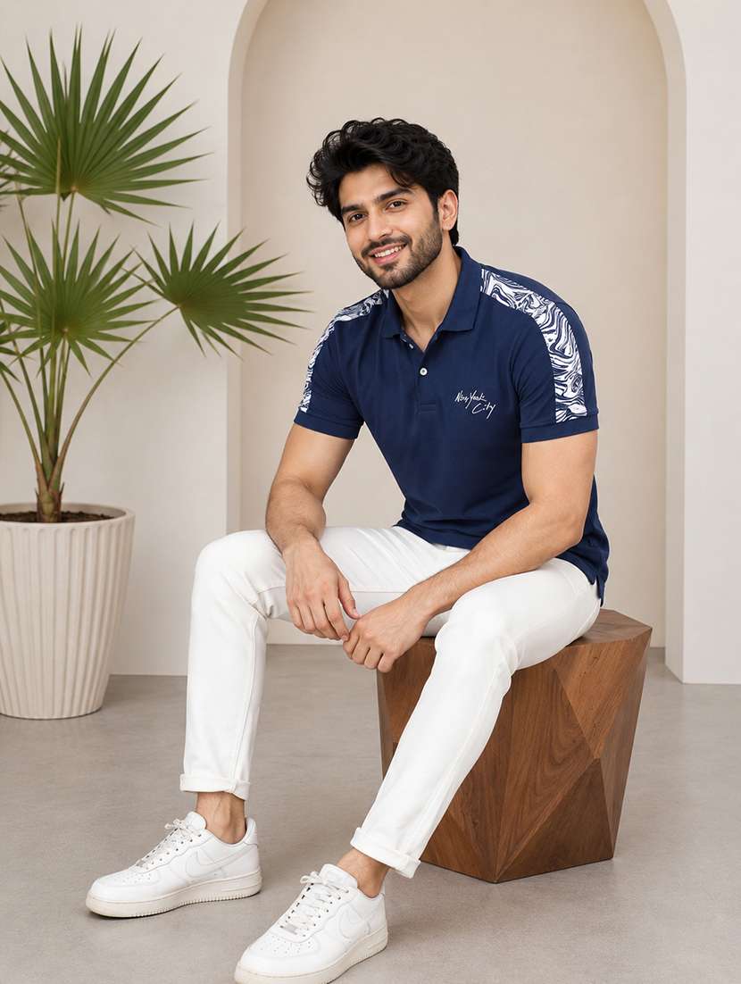 men taped short sleeves polo t-shirt - 22548085 -  Standard Image - 4