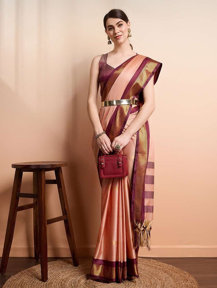 Women Self Design Bordered Saree With Blouse - 22548099 -  Standard Image - 4