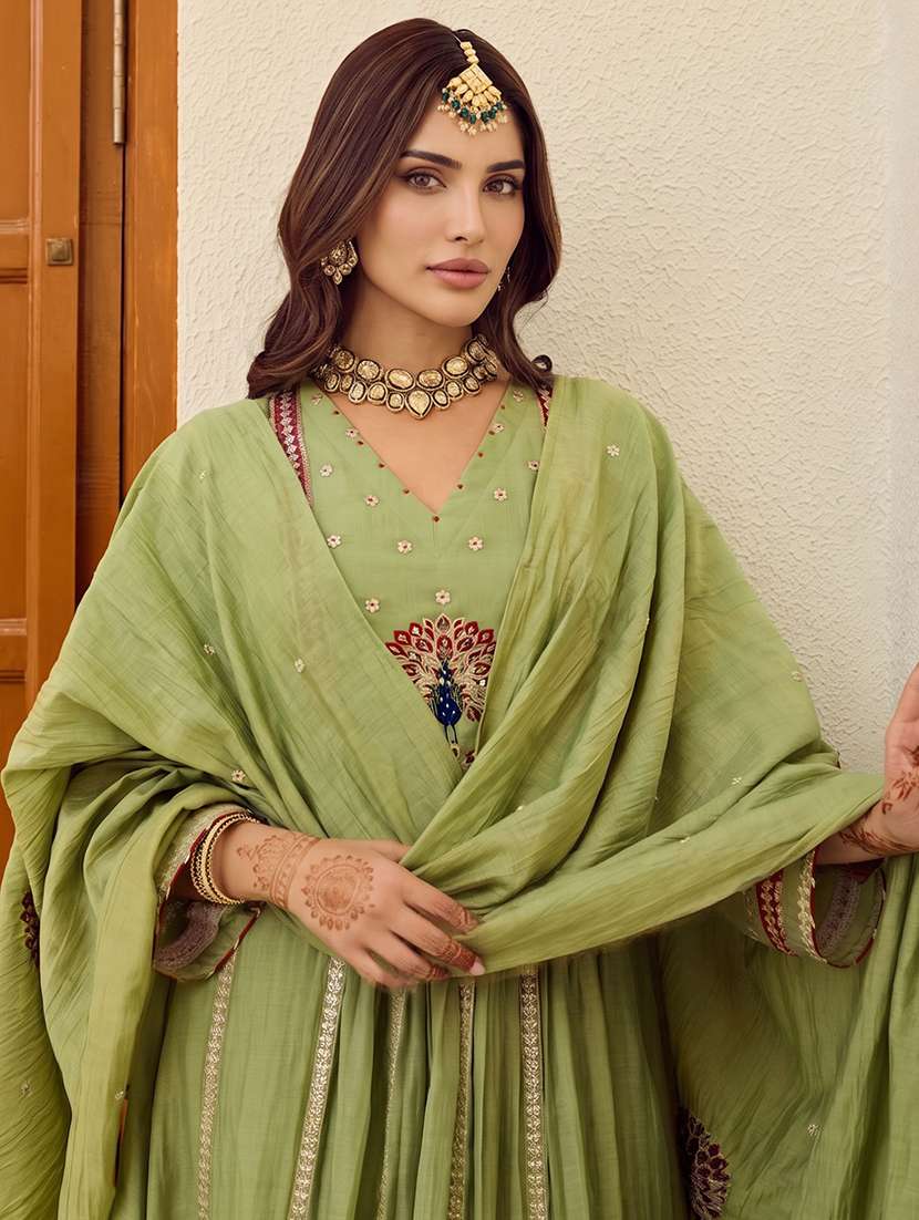 women embroidered long sleeve kurta pant with dupatta set - 22548119 -  Standard Image - 1