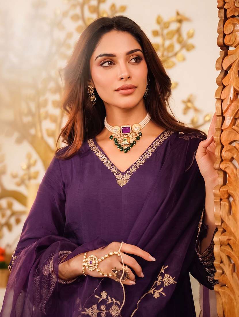 women embroidered long sleeve kurta pant with dupatta set - 22548126 -  Standard Image - 1