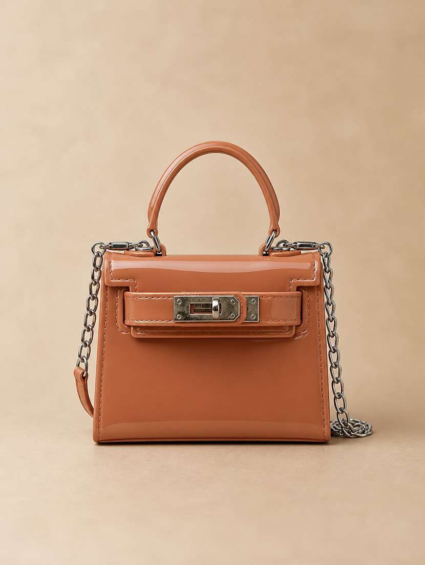 solid orange silicone mini sling bag