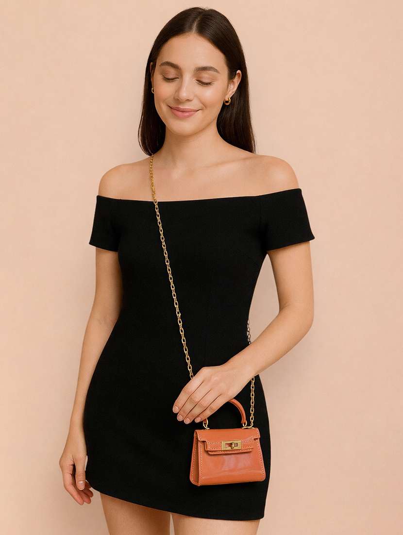 solid orange silicone mini sling bag - 22548131 -  Standard Image - 4